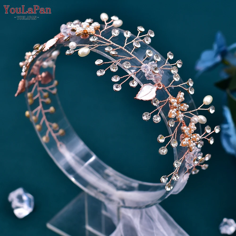 Youlapan HP236 Elegant Bridal Hoofdband Bruiloft Haaraccessoires Lichtmetalen Leaf Vrouw Haar Wijnstok Hoofddeksel Voor Party Bruid Hoofddeksels