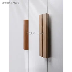 1PCS solid wood classic minimalist wardrobe handle furniture, natural wood color wardrobe, storage cabinet door, wooden handle