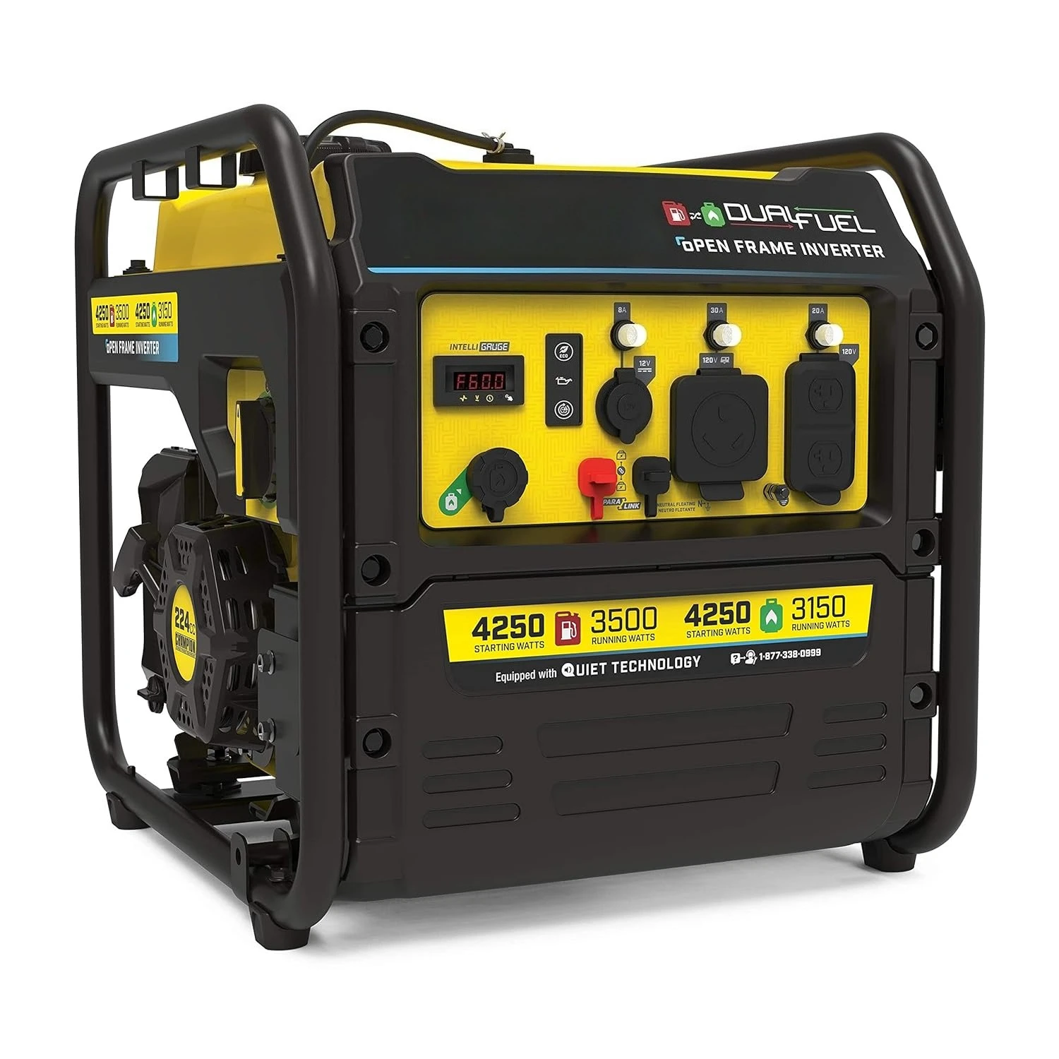 

Портативный инверторный генератор с открытой рамой, 4250 Вт, на двух видах топлива, для автодомов, с технологией снижения шума, на заказ