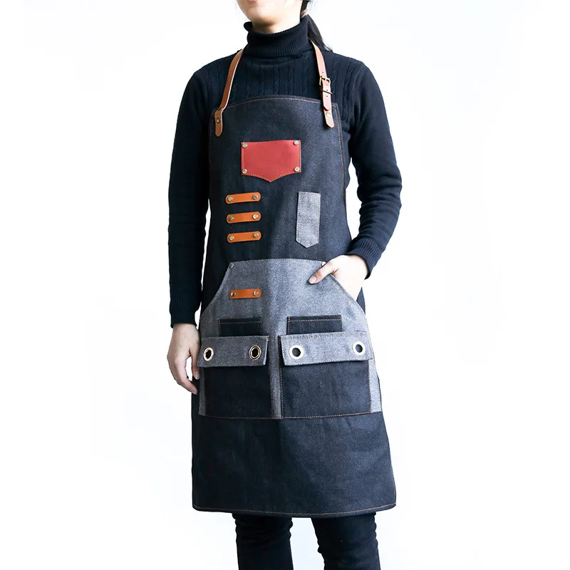 

Cowboy apron painting barista chinese restaurant milk tea shop hairdressing manicure men and women overalls