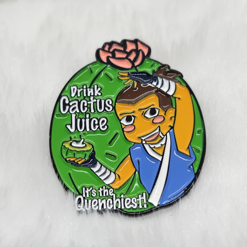 

Металлический значок-брошь с эмалью: персонаж аниме, напиток Soka Cactus, Божественная Сила Риинкарнации