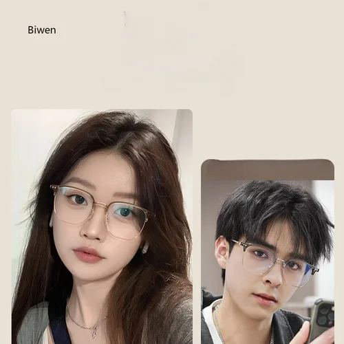 Imagen 2 del producto Gafas graduadas con montura poligonal de Metal para hombre y mujer, lentes graduadas de resina con cilindro, gafas literarias para miopía de 0-1,0 a-4,0