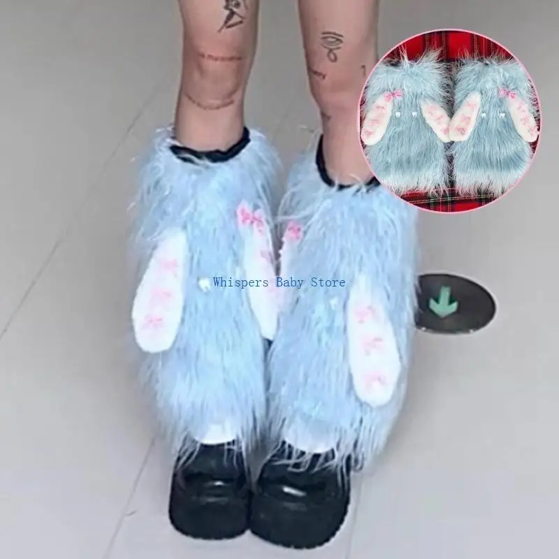 U90E Women's Faux Furs Leg Warmers Warm Furry Fuzzy Leg Warmers Soft Boot Cuffs Cover