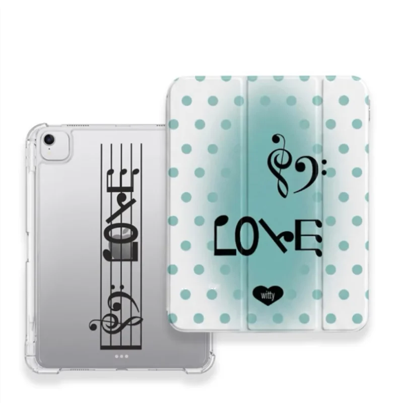 Gradient Green Polka Dots Music Y2K For iPad 11th A16 10 9 8 7 5 Pro 13 11 M5 M4 M3 M2 12.9'' Air  4 3 2 1 Mini 7 6 8.3'' Cover