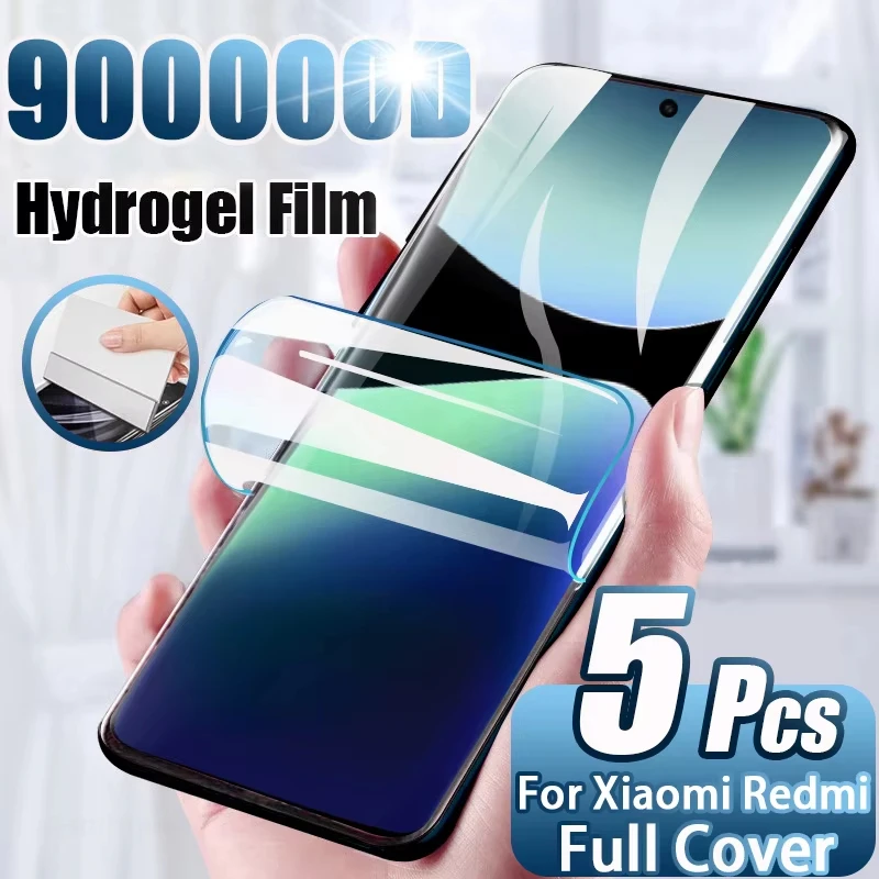 1-5 piezas película de hidrogel de cobertura completa para Xiaomi Redmi 13C Note 15 Pro 14 Pro 13 Pro 12 Pro 11S 10Pro Max 9, protector de pantalla que no es de vidrio