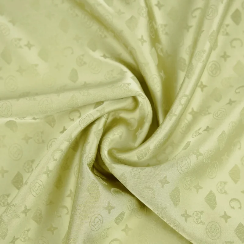 Light Green Pharaoh Cat Diamond Jacquard Satin Fabric Silky Shirt Dress Apparel Garment Sewing DIY Craft Material Wholesale