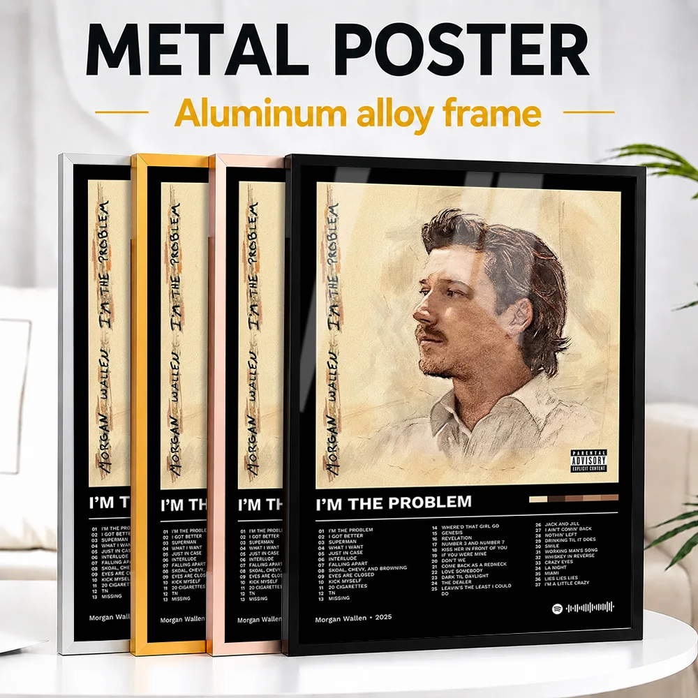Morgan Wallen - I'm The Problem Framed Metal Print Customized Photo Moody Studio Style Wall Art For Bedroom Memorable Fan Gift
