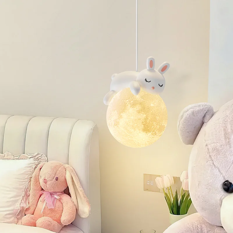 Creative Little Bear LED Pendant Lights Bedroom Bedside Modern Children's Room Chandelier Home Decoration Hanging Lamp Fixture