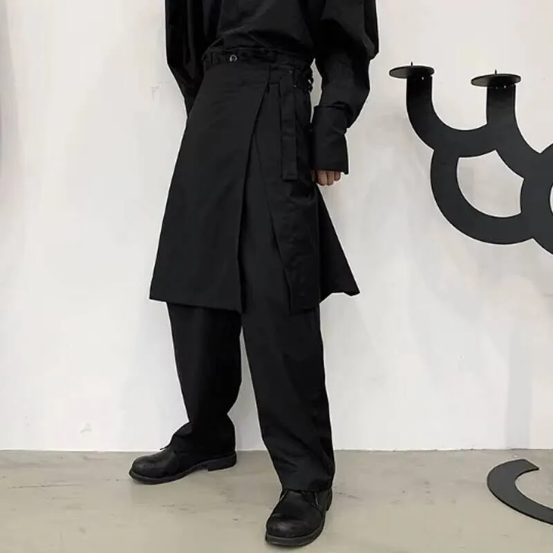 

New Men's Culottes Autumn Personality Style And Spring False Two Double Layer Design Fashion Trend Leisure Loose Large Pants