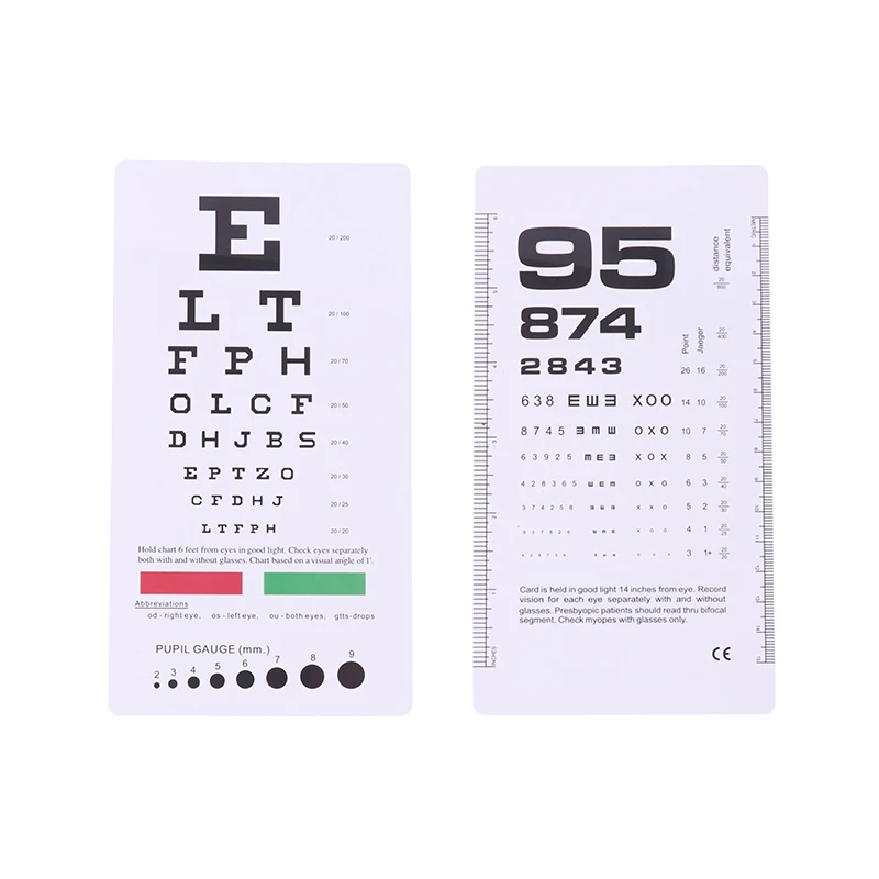 1x Standard Visual Acuity Chart Double-sided Anti-wear Plastic Eyesight Testing Examination Test Type Vision Schedule 18.5*10cm