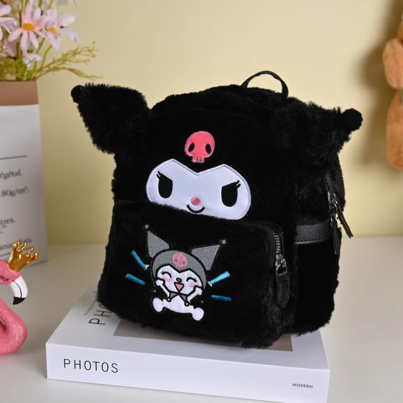 Sanrio Melody Cinnamoroll Plush Pink Mochilas para Mulheres, Mochila dos desenhos animados Kawaii, Mochila Sweet Lolita, Mochila Estudantil Macia Meninas