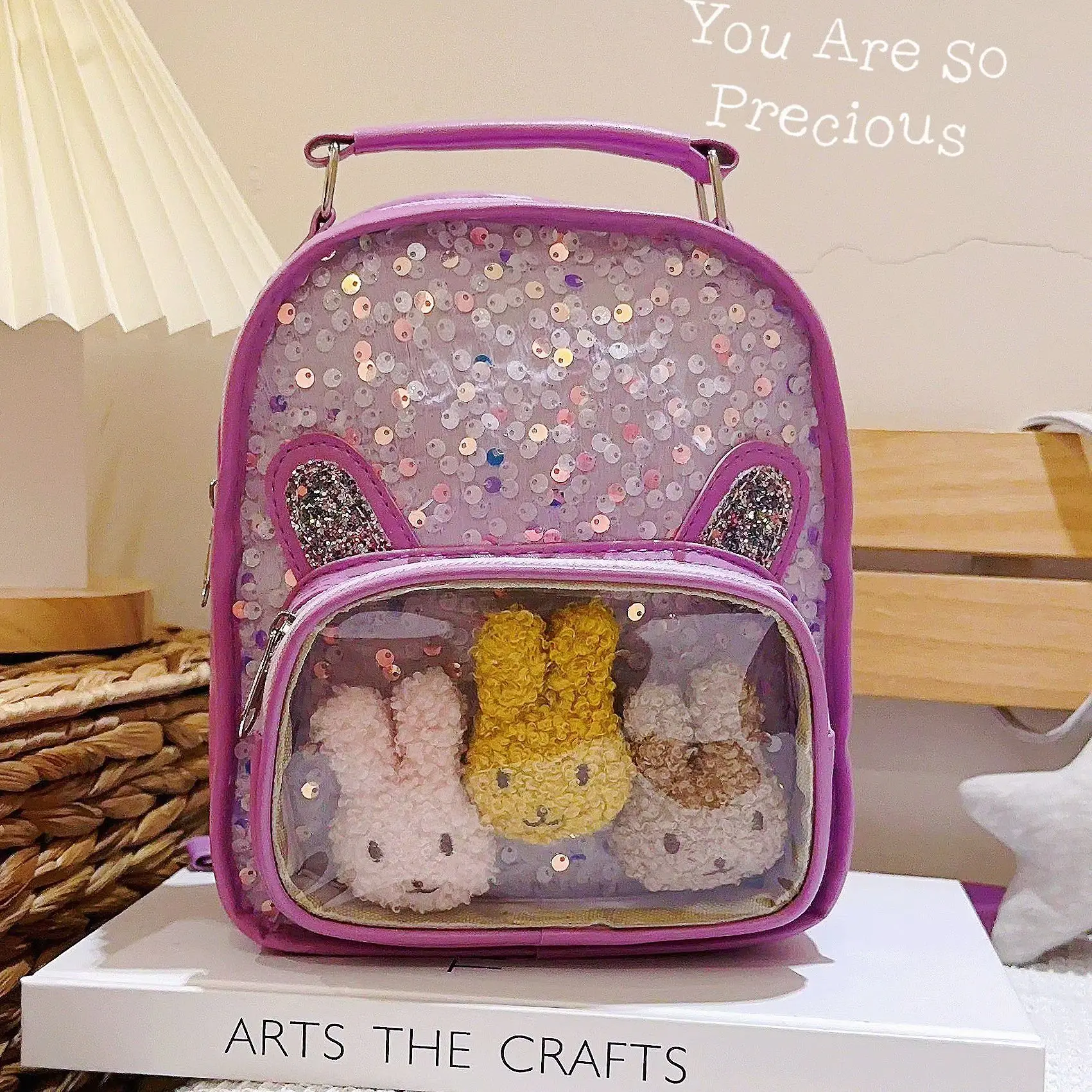 New Sequined Children\'s Backpack Kindergarten Cartoon Cute School Bag Three-dimensional Little Rabbit Girls Travel Backpack