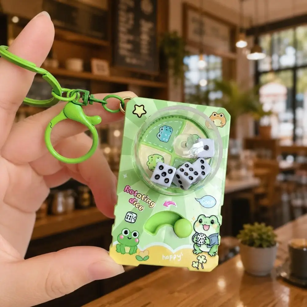 Mini Fidget Rotating Dice Keychain Plastic Rotating Dice Cartoon Keychain Press Button Cute Style Fidget Keychain Party Favor