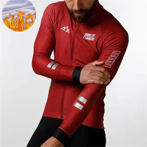  Winter Jacket Thermal Fleece Cycling Jacket Of Climbers Men Long Sleeve Clothing Warm Tops Road Bike Outdoor Sports MTB Winter