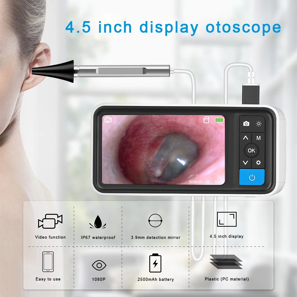 

4.5-inch monitor Earpick 1 million pixel electronic otoscope cleaner corresponds to ear / tooth inspection, etc. 6