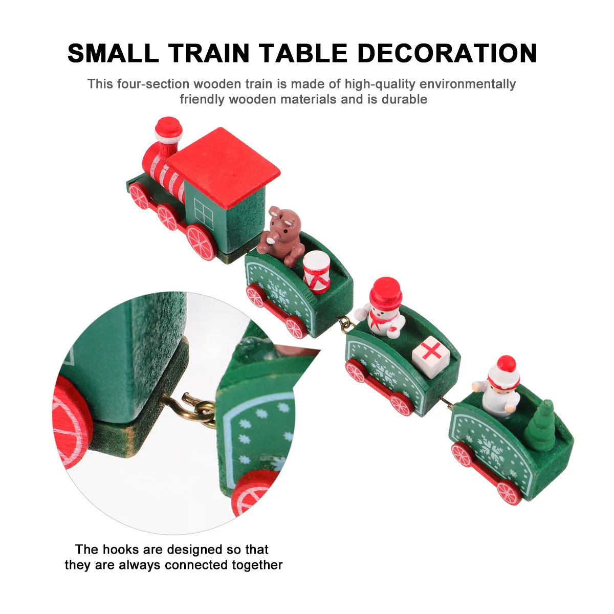 

1pc Christmas Wooden Train Gift For Kids Desktop Ornament Eco-Friendly Train With Brass Fixing Devices Cute Design