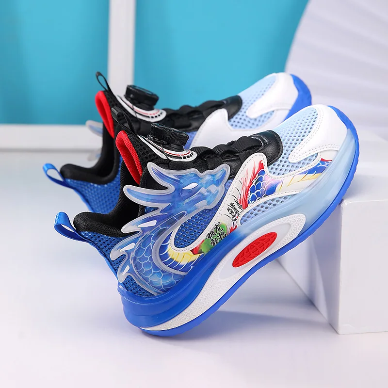 Boys Basketball Shoes Summer Mesh Breathable Year of the Dragon Limited Sports Shoes