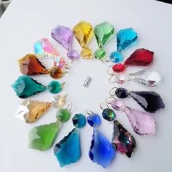 Camal 2PCS Garland 38mm K9 Crystal Maple Leaf Prism Pendant Octagonal Bead Gold Ring SunCatcher Lamp Lighting Chandelier Hanging