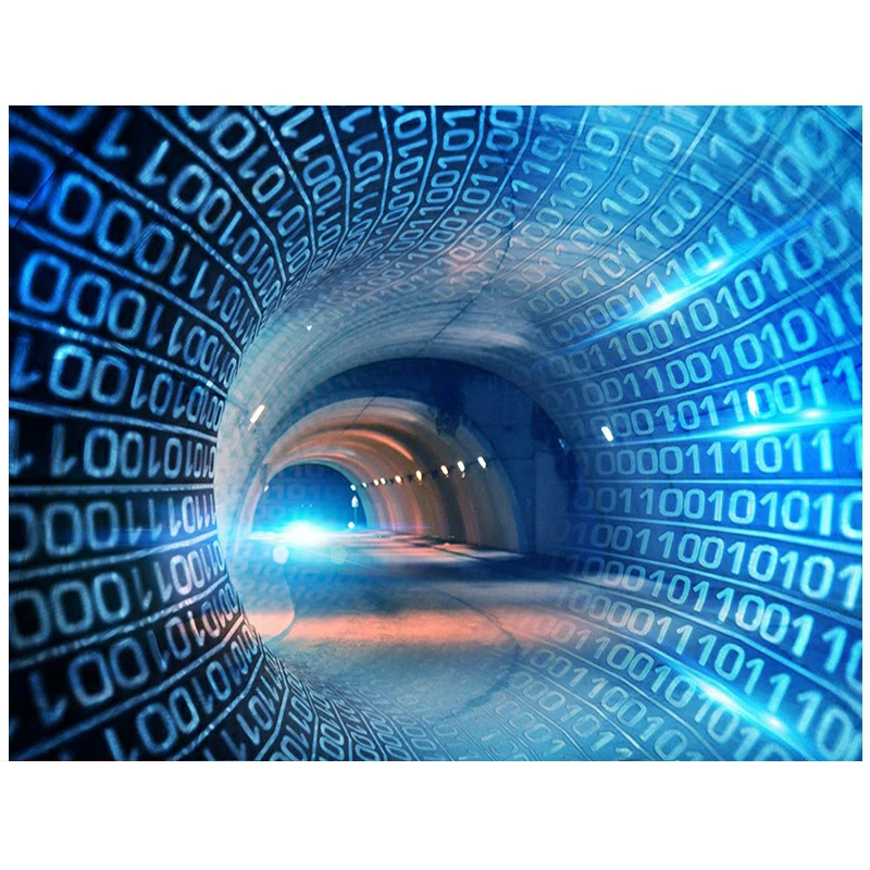 Customized 3D science fiction mural Internet cafe bar KTV technology background space time tunnel gym space extension wallpaper