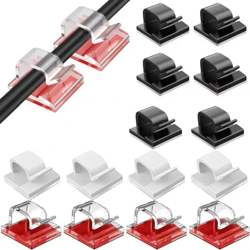 10/30/50/70/100PCS Cable Organizer Clips Cable Management Wire Manager Cord Holder Charging Data Line Bobbin Winder Wall Mounted