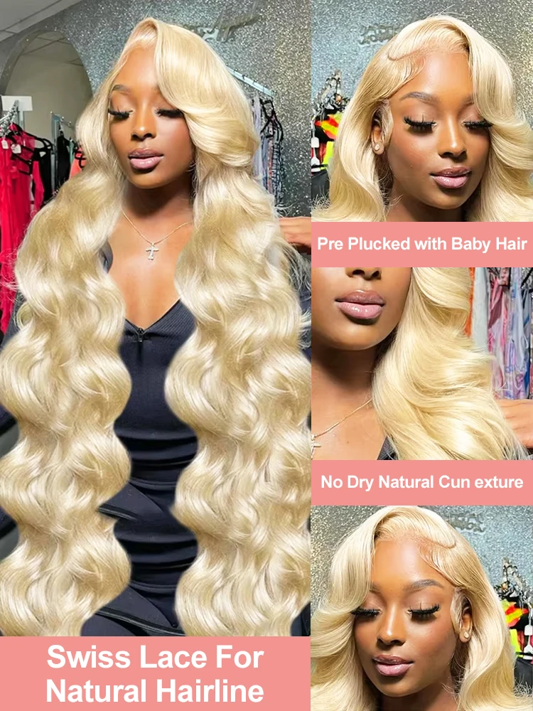 613 شقراء 13x6 HD الدانتيل الباروكة الأمامية شعر الإنسان الجسم موجة شفافة الدانتيل شعر مستعار أمامي 613 خصلات الشعر المستعار الإنسان الملون للنساء 250% #2