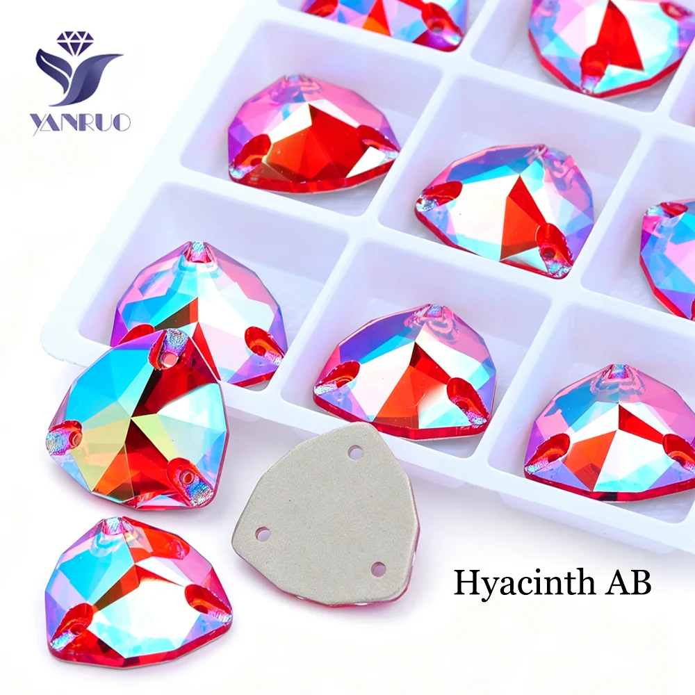 YANRUO 3272 Trilliant Kristall-Aufnähsteine 12mm 16mm Charm AB Schmuckglassteine für Jacken- und Kleidungsdekoration – Detail 4