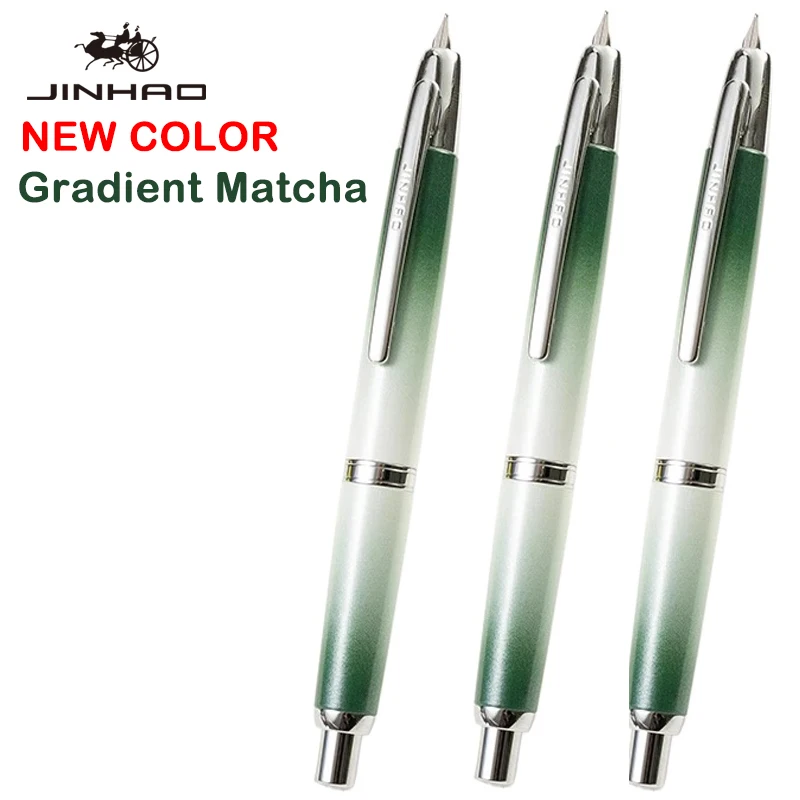 NEW Color Gradient Matcha ! JINHAO 10 Metal Press Fountain Pen EF F Sliver Clip Writing Ink Pens School Office Supplies PK A1 A2