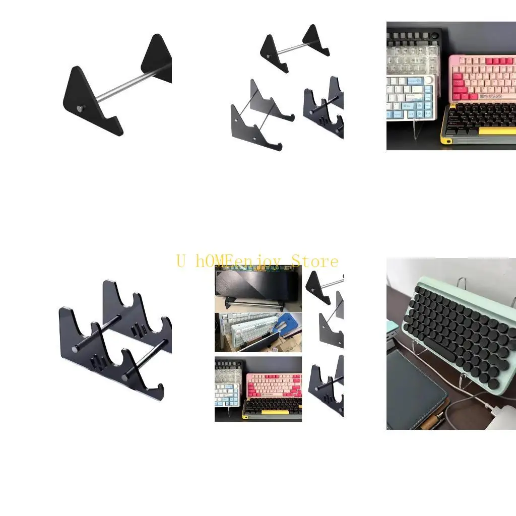 B0KF Triple/Double/Single Layer Black Acrylic Stand Holder Suitable For Keyboards And Tablets Enhancing Desk Space Efficiency