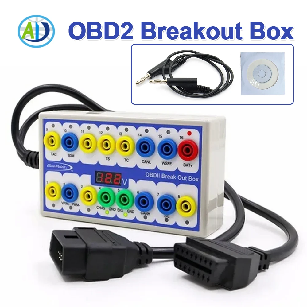 Car OBD Break Out Box Breakout OBD2 Line Tester Auto Can Test Box Automotive Connector OBDII Protocol Detector