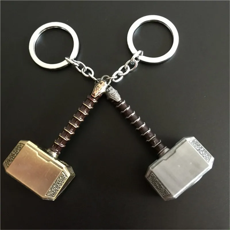 Thor Hammer Metal Keychain Movie Key Ring Cosplay Prop Key Holder For Fans Bag Ornament Car Pendant Gift