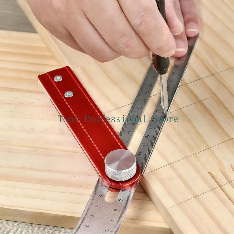 57QF Adjustable Aluminum Woodworking Square Ruler with Locking Nut Multiple Functional Device for 90 & 45 Degree Measurements
