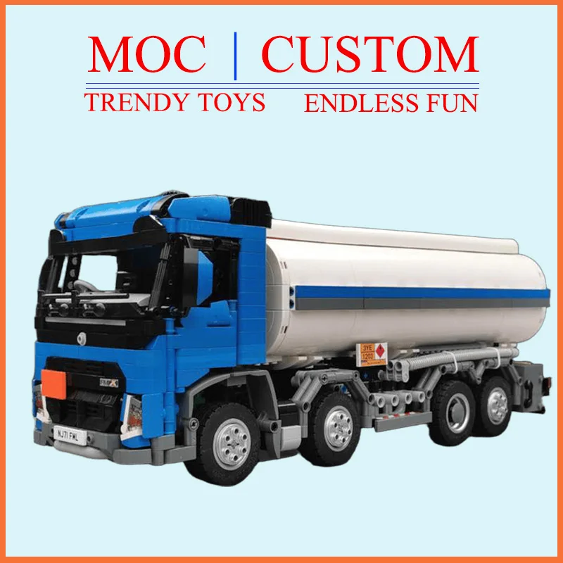Specially Customized MOC FMX 8x2 Fuel Tanker Technic Model - Trendy Educational Toys Top Choice Gift for Casual Building Games