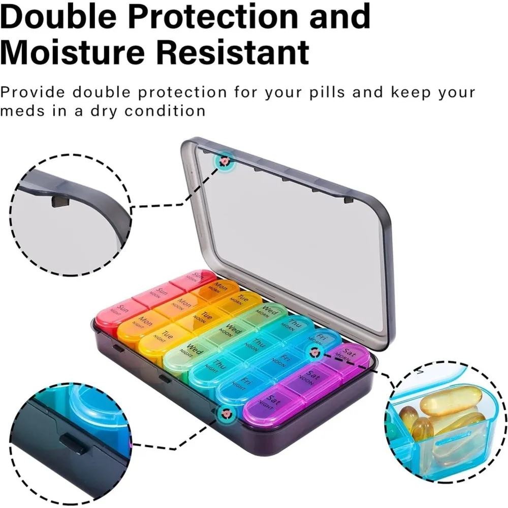 Beauty Detachable Daily Pill Organizer 3 Times A Day, Seven Days A Week, Pill Box, Vitamin And Medication Storage Box