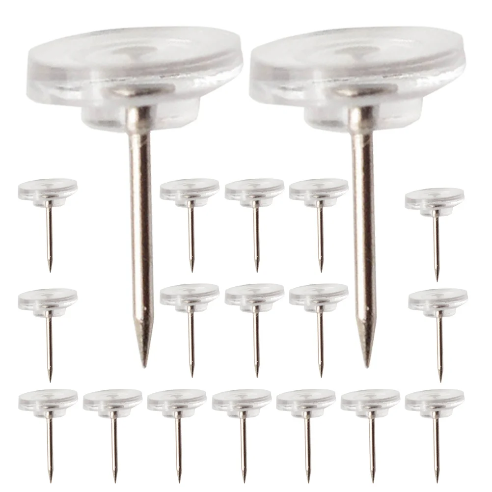 50 قطعة مسامير الإبهام المسطحة واضحة دبابيس الضغط الشفافة للوحة الفلين نشرة خريطة جدار ديكور مكتب مدرسة الرسم دبابيس