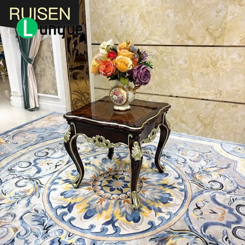 French Style Small Coffee Table European Living Room Sofa Side Table Luxury Solid Wood Carved Phone Table Elegant Home