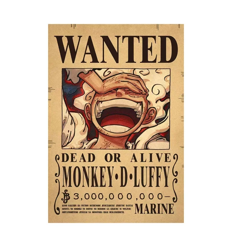 New Bounty One Piece Anime Figure Luffy 5-10pcs Vintage Wanted Warrant Posters Children Room Wall Decoration Paintings Toys Gift