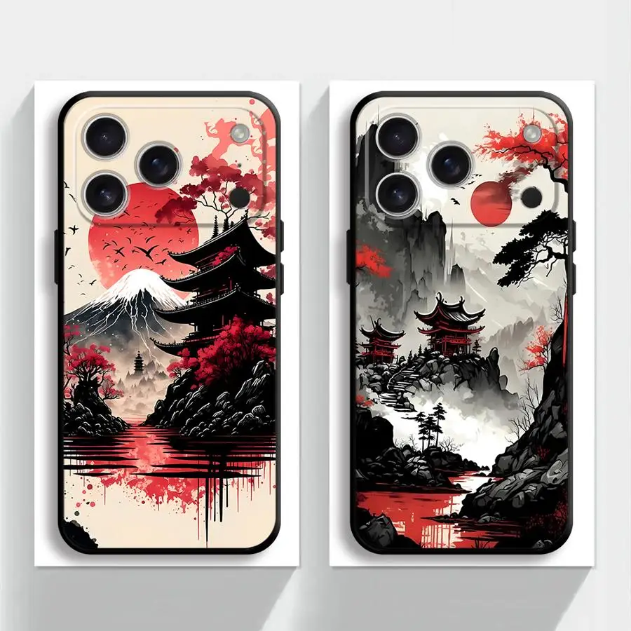 

Case for Apple iPhone 17 Pro Max 13 16 17e 11 14 12 15 Pro 7 8 Air XR XS MAX Funda Phone Cover Pink Blossom Pavilion
