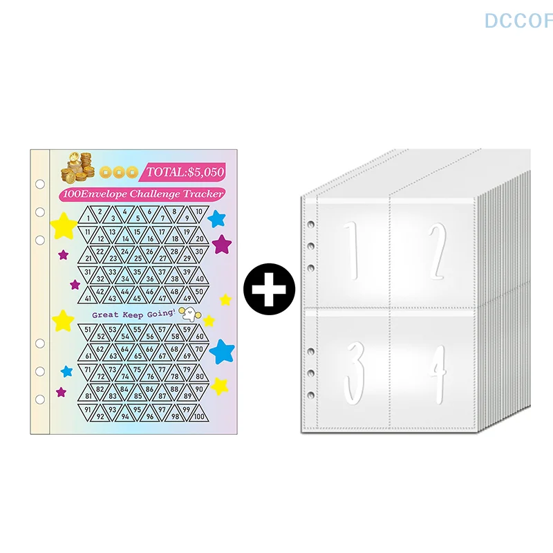 25 Stuks Envelop Challenge Binder 1-100 Dag Uitdaging Besparingen Los Blad Notebook Navulling Vervangende Sticker