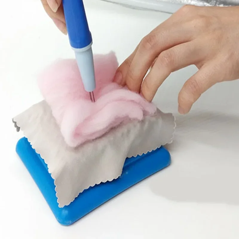 Blue Wool Felt Bottom Brush Embroidery Stitching Punch Craft Tool Felting Needle Mat Poke Poke Happy
