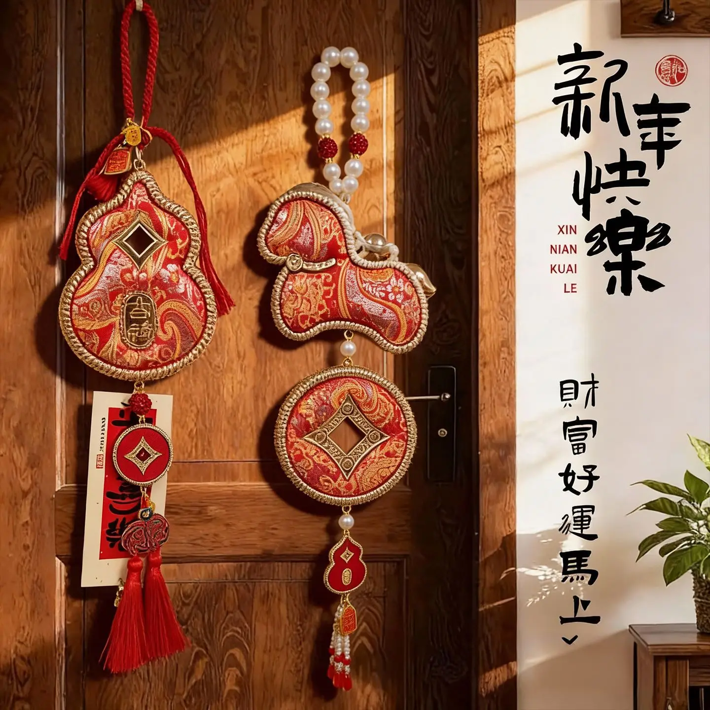 

2026 Year of the Horse Song Brocade Gourd Pendant Intangible Cultural Heritage Handcrafted New Chinese Style Gourd Bell Pendant