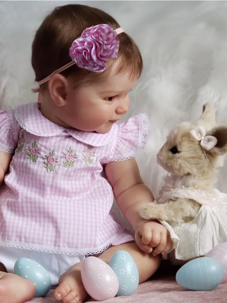 MRB 20 인치 매디 사랑스러운 다시 태어난 인형 소녀 실리콘 비닐 또는 천 몸 신생아 파란 눈 뿌리 털 최고의 크리스마스 선물