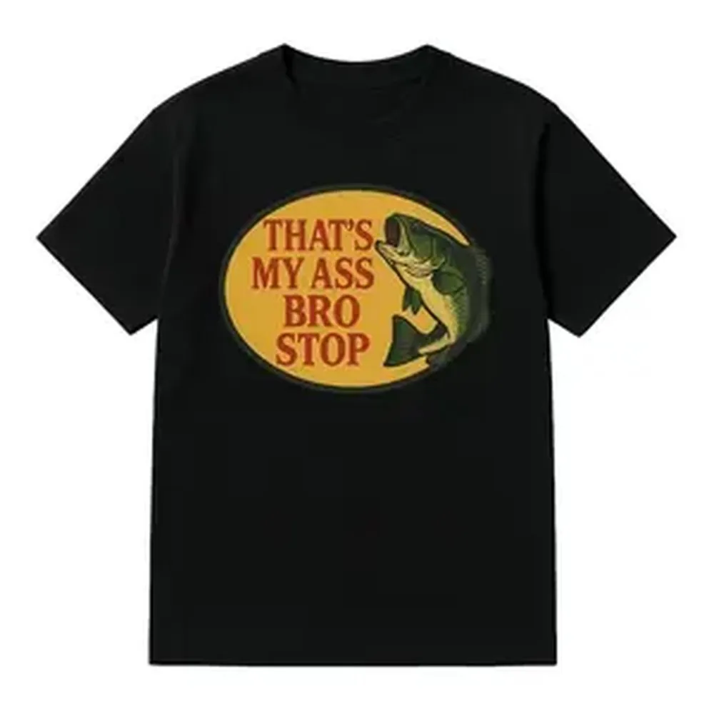 Heavy Cotton Round Neck Shortsleeve T-Shirt - Retro 90s Casual Style, Funny Butt Joke Fish Figure Print, Edgy Gift for Boyfriends, Spring Glow Up Funny Graphic Tee,summervibes outdoorfun