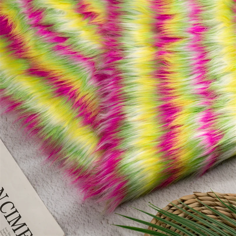 Rainbow Imitation Fox Plush Fabric for Clothing Fur Collar Handmade DIY Scarf Decoration Carpet Accessories Mat Diy Sewing Cloth - view 2