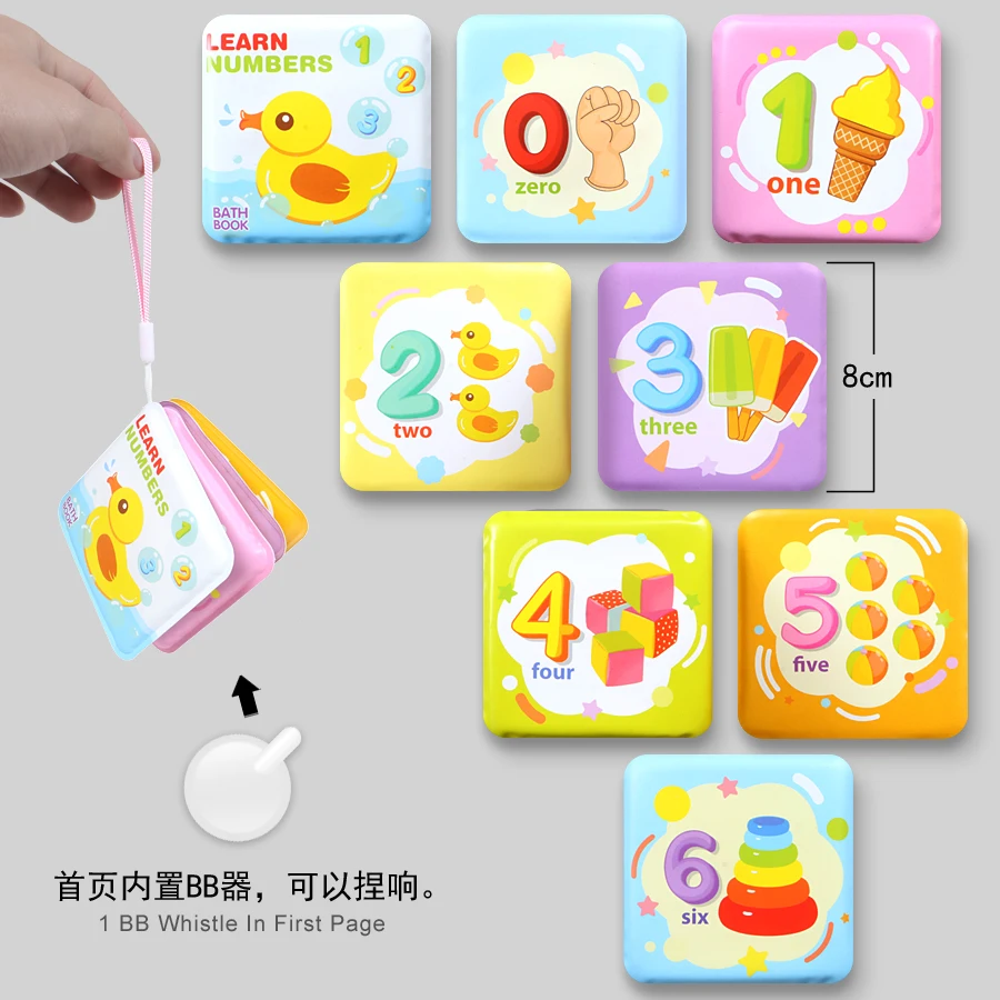 Baby Toy Swimming Bathroom Mini Bath Book For Kid,Early Learning Letters Numbers Waterproof Books Educational Toys For Babies