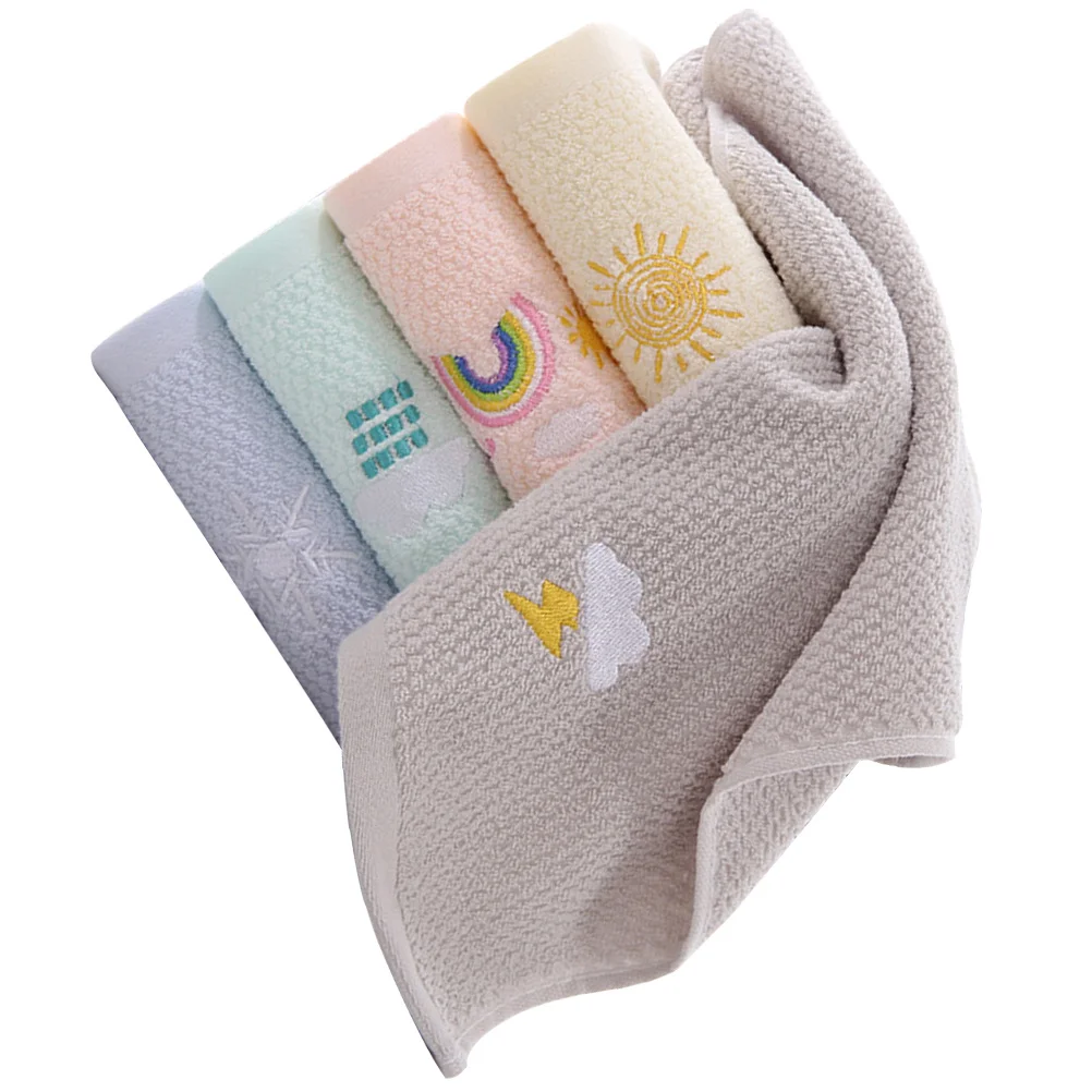 5Pcs 어린이 손 얼굴 수건 면 흡수성 수건 재사용 가능한 경량 휴대하기 쉬운 흡수성 손 수건 면 수건