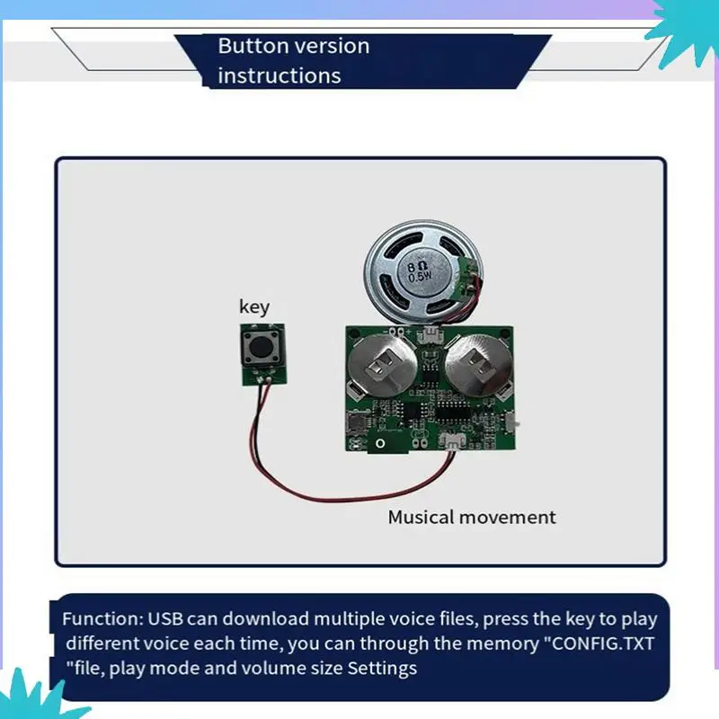 ABZW 2X Recordable Sound Module Button Control Sound Chip 8M MP3 WAV Music Voice Player Programmable Board With Speaker