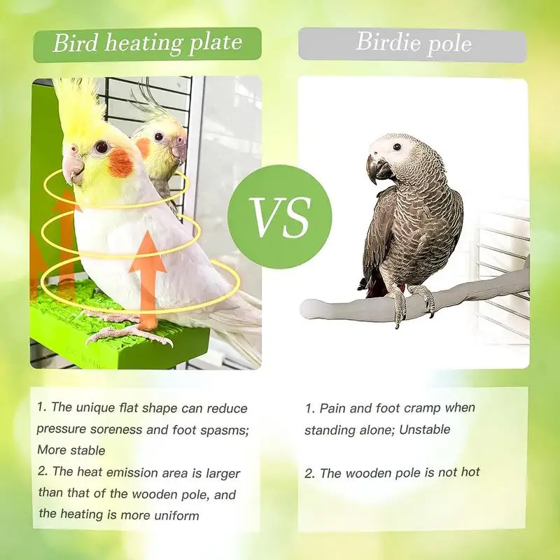 Bird Heater Thermo Perch Parrot Heater Stand Anti Bite Bird Heater Snuggle Up Automatic For Cockatiels Budgies