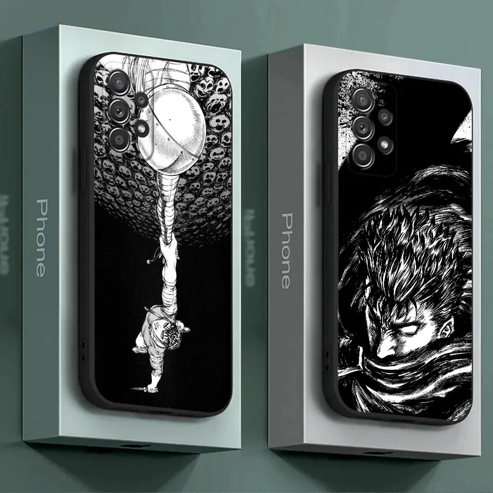 For Samsung Galaxy A55 Case A54 A52S A53 A51 A34 A35 A33 A32 A50 A72 A71 A30 A7 A9 Case Soft Cover B-Berserk Anime Dark Art Guts