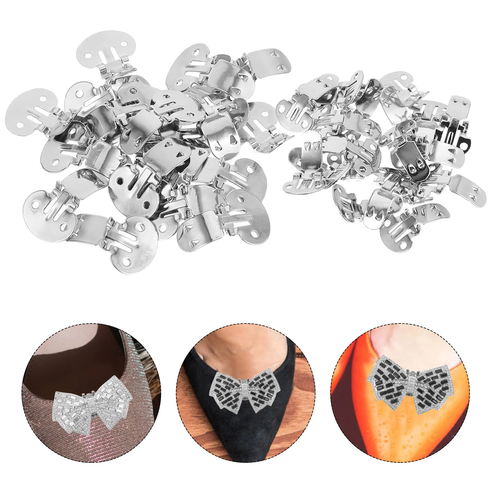 

40Pcs Silver Metal Shoe Clip Flat Clamp Detachable for Dress Shoes DIY Creative Decoration Crafts Flat Shoe Clip