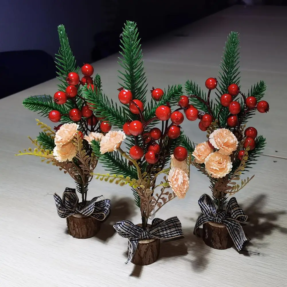 

Mini Berry Tree Christmas Ornament Plastic Artificial Miniature Living Room Desktop Xmas Flower Tree Ornament Festival Decor
